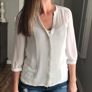 White chiffon pleated top